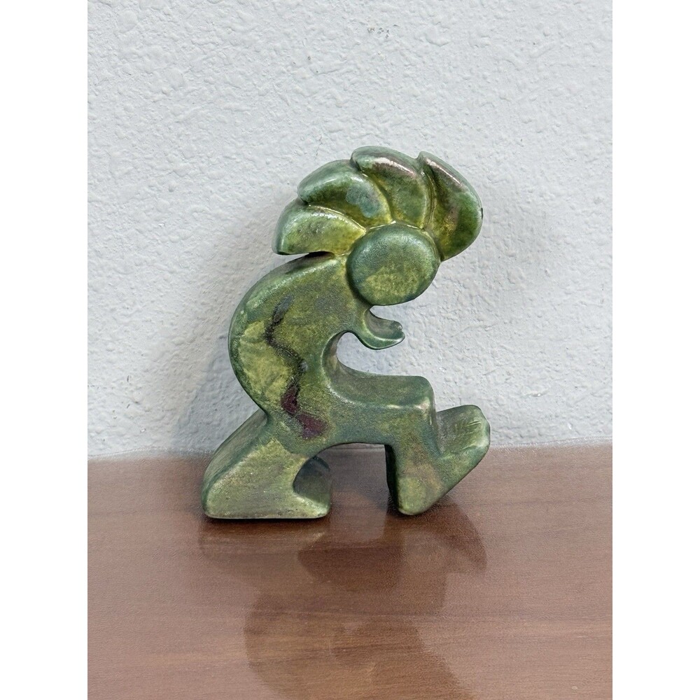 Jeremy Diller Signed Raku Pottery Kokopelli 5-inch Figurine (NO FLUTE)